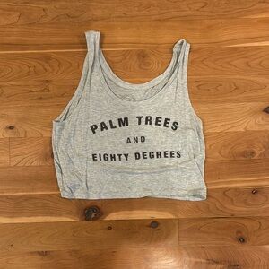 Casual Gray Graphic Half Tank Top